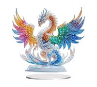 Dragon 2D Flat Double-Sided Desktop Diamond Painting Ornament kit, DIY Diamond Art Decor, Powerful Fantasy Craft for Bedroom Table Decor Gifts