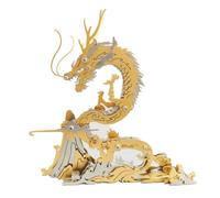 Dragon 3D Metal Puzzle Kit DIY Assembly Model | 90+PCS Eastern Mythology Green Dragon | Creative Desk Decor for Home & Office Display(Golden)