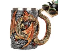Dragon 3D Mug - Stainless Steel Tankard Novelty Novelty Novelty | 568ml Medieval Coffee with Carved Handle for Beer or Tea Drinking Theme Parties Decorative Drinking Set up