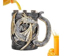 Dragon 3D Mug - Stainless Steel Tankard Novelty Novelty Novelty | 568ml Medieval Coffee with Carved Handle for Beer or Tea Drinking Theme Parties Decorative Drinking Set up