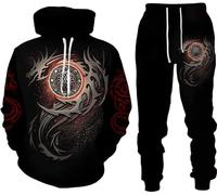 Dragon 3D Printed Men's Hoodies/Trousers/Tracksuit Long Sleeve Warm Sports Suits, Dragon2, XL