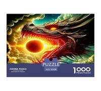 Dragon Adult Jigsaws Fiery Red Dragon with Glowing Core Puzzle Recycled Paper Impossible Hard Difficult Challenging 52x38cm/1000pcs