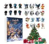 Dragon Advent Calendar 2024, 24 Days Christmas Countdown Calendar With 24 Unique Acrylic Blue Dragons, Collectible Toys Dinosaur Advent Calendar for Home Decor