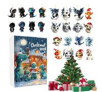 Dragon Advent Calendar 2024, 24 Days Christmas Countdown Calendar With 24 Unique Acrylic Blue Dragons, Collectible Toys Dinosaur Advent Calendar for Home Decor