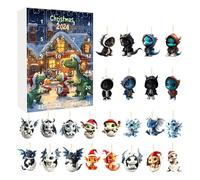 Dragon Advent Calendar 2024, 24 Days Christmas Countdown Calendar With 24 Unique Acrylic Blue Dragons, Collectible Toys Dinosaur Advent Calendar for Home Decor