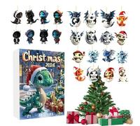 Dragon Advent Calendar 2024, 24 Days Christmas Countdown Calendar With 24 Unique Acrylic Blue Dragons, Collectible Toys Dinosaur Advent Calendar for Home Decor