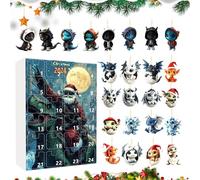 Dragon Advent Calendar 2024, 24 Days Christmas Countdown Calendar With 24 Unique Acrylic Blue Dragons, Collectible Toys Dinosaur A-dvent Calendar for Home Decor
