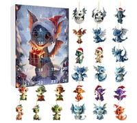 Dragon Advent Calendar 2024, Christmas Dragon Ornament Advent Calendar, 24 Days Countdown to Christmas, Funny 2D Acrylic Christmas Tree Decoration with Dragon Baby, Advent Calendar Pendant