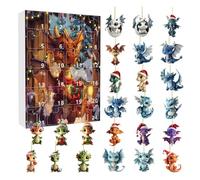 Dragon Advent Calendars 2024, 24 Days of Christmas Collectible Dragon Ornaments Toys Set, 2D Acrylic Dragon Countdown Calendar, Cute Dinosaur Pendant Calendar 2024 for Kids Adults