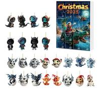 Dragon Advent Calendars 2025, 24 Day Christmas Countdown Calendar With 2D Acrylic Dragon Pendants For Christmas Tree Decorations, Countdown Decor Gift For Girl Boy Kids