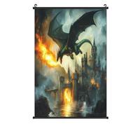 Dragon And Castle Posters Canvas Wall Art Scroll Print