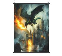 Dragon And Castle Posters Canvas Wall Art Scroll Print