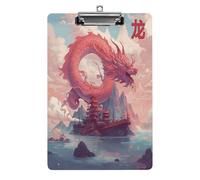 Dragon and Cloud Clipboard Colorful Sturdy Acrylic Clipboard Decorative Clip Board with Metal Clip Cute Plastic Clipboards A4 for Nurses Office（Standard Size 8.5" X 12.5"）