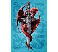 Dragon and Dagger - Greetings Card with Patterned Envelope - by Anne Stokes - Blank for Your Own Message and Any Occasion