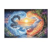 Dragon And Eagle at Sunrise Sea 1000 Piece Pack Classic Jigsaw Puzzle Couple Puzzle Partners Ultra Difficult Wall Decor Easter New Year Cardboard 1000 PCS