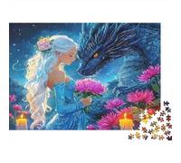 Dragon And Lady 1000 Piece Puzzles Colorful Girl & Dragon Home Decoration Educational Game Gifts Puzzles for Adults Jigsaw Puzzles for Adults 52x38cm/1000pcs