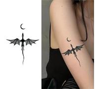 Dragon And Moon Waterproof Temporary Tattoo Stickers, Long-lasting Waterproof For One To Two Weeks, Suitable Arm, Leg.(2pcs)