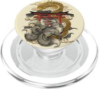 Dragon and Nine Tailed Fox Japanese Mythology Art Print PopSockets PopGrip for MagSafe