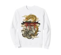 Dragon and Nine Tailed Fox Japanese Mythology Art Print Sweatshirt