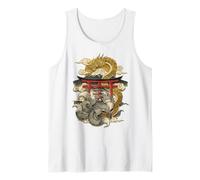 Dragon and Nine Tailed Fox Japanese Mythology Art Print Tank Top