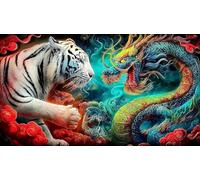 dragon and tiger 1000 Pieces Recycled Paper Puzzle - Great Gift Idea Challenging Home Activity for Adults 38x26/1000pcs