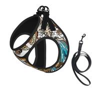 Dragon and Tiger print Dog Harness and Leash Set, Reflective Adjustable Puppy Vest for Small Medium Large Dogs, Cats