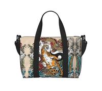 Dragon and Tiger Print Travel Duffel Bags Weekender for Women,Lightweight Carry On Bag,Personal Item Bag