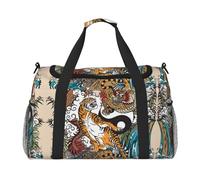 Dragon and Tiger Printed Hand-Held Travel Bag, Personal Belongings, Sports and Fitness Bag, Long-Distance Travel