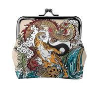 Dragon and Tiger Printing Lightweight Coin Purse, Minimalist Wallet for Coffee Runs and Local Outings
