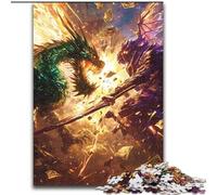 Dragon And Warrior Jigsaws Puzzles 1000 Pieces for Adults Gifts, Suitable for Ages 14 And Up Family Fun It Is Ideal As A Gift for The Whole Family (26x38cm)
