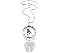 Dragon Animal Art Grain Outline Pendant Angel Wings Rotating Necklace Jewelry