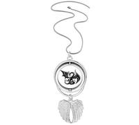 Dragon animaux Art Grain Outline Pendant Angel Wings Rotating Necklace Jewelry