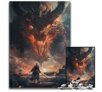 Dragon Anime Fiery Fantasy14 Jigsaw Puzzles for Adults 1000Wooden Jigsaw Puzzles for Home Decor Brain Training 1000 PCS(38x26cm)