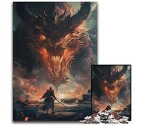 Dragon Anime Fiery Fantasy14 Jigsaw Puzzles for Adults 1000Wooden Jigsaw Puzzles for Home Decor Brain Training 1000 PCS(75x50cm)