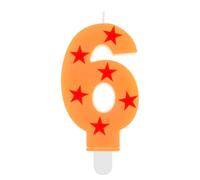 Dragon Anime Theme 6th Birthday Candle,Yellow and Red Stars Candle Numeral Cake Topper for Boys Birthday Party Decoration Supplies