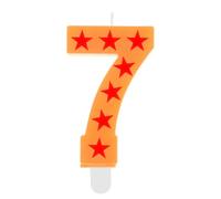 Dragon Anime Theme 7th Birthday Candle,Yellow and Red Stars Candle Numeral Cake Topper for Boys Birthday Party Decoration Supplies