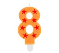 Dragon Anime Theme 8th Birthday Candle,Yellow and Red Stars Candle Numeral Cake Topper for Boys Birthday Party Decoration Supplies