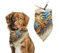 Dragon Art Dog Bandanas for Feeding Grooming, Triangle Pet Bibs Washable Pets Scarf for Cats & Dogs