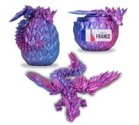 Dragon Articulated Wings Egg 3D Printed Fantasy Universe Fidget Toy Unique Gift Idea Home Bedroom Living Room Child Black Blue Purple Fantasy World (Blue Purple)