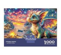 Dragon at Dawn 1000pc Baby Dragon Thick Cardboard Puzzle for Stress Relief Seekers Christmas Gathering Home Decor Senior Centre Activity Classroom Puzzle Gift 70x50cm/1000pcs