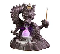 Dragon Backflow Incense Burner, Handmade Ceramic Dragon Incense Holder with Glass Bead,Dragon Incense Waterfall Burner with Color Changing Crystal Ball