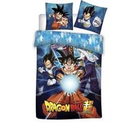 Dragon Ball Super Double Duvet Cover Set with 2 Pillow Cases Anime Fight Blue Orange