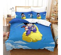 Dragon Ball Duvet Cover Set in Soft Microfiber with Pillowcase & Zipper Closure 3D Printed Bedding Set For All Seasons3 PCs Hypoallergenic Quilt Cover Set Double(200x200cm)