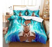 Dragon Ball Goku Duvet Cover Set 3 PCs in Breathable Soft Microfiber 3D Printed with Pillowcase & Zipper Closure Skin-friendly For Adults And Children Quilt Cover Single（135x200cm）