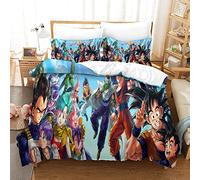 Dragon Ball Goku Duvet Cover Set With Pillowcases Cozy Quilt Cover Three-piece Set in Brushed Microfiber For Men Women And Kids Soft Hypoallergenic 3D Printed Bedding Set Double(200x200cm)