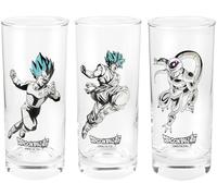 OFFICIAL DRAGON BALL Z SUPER SET OF 3 DRINKING GLASSES TUMBLERS NEW IN GIFT BOX