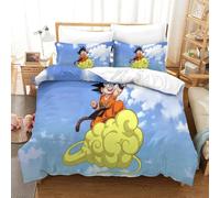 Dragon Ball Wukong 3D Printed Duvet Cover Set Bedding Set,Soft Microfiber Pillowcases,Hidden Zipper Cartoon Characters Quilt Cover Easy Care Comforter Cover for Kids Boys Girls Teens Double（200x200cm）