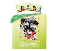 Dragon Ball Z Double Duvet Cover Set - Reversible Green Anime Bedding Set for Kids | Super Soft Microfibre | Includes 1 Duvet Cover & 2 Pillowcases | Goku Vegeta DBZ Boys Bedroom Decor (Double)