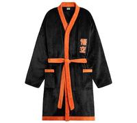 Dragon Ball Z Mens Fleece Dressing Gown Fluffy Bathrobe Loungewear Gifts for Him (Black/Orange, 3XL)