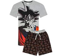 Dragon Ball Z Pyjamas For Mens | Goku Character Short Sleeve Grey T-Shirt With Short OR Long Leg Options | Anime Merchandise XX-Large